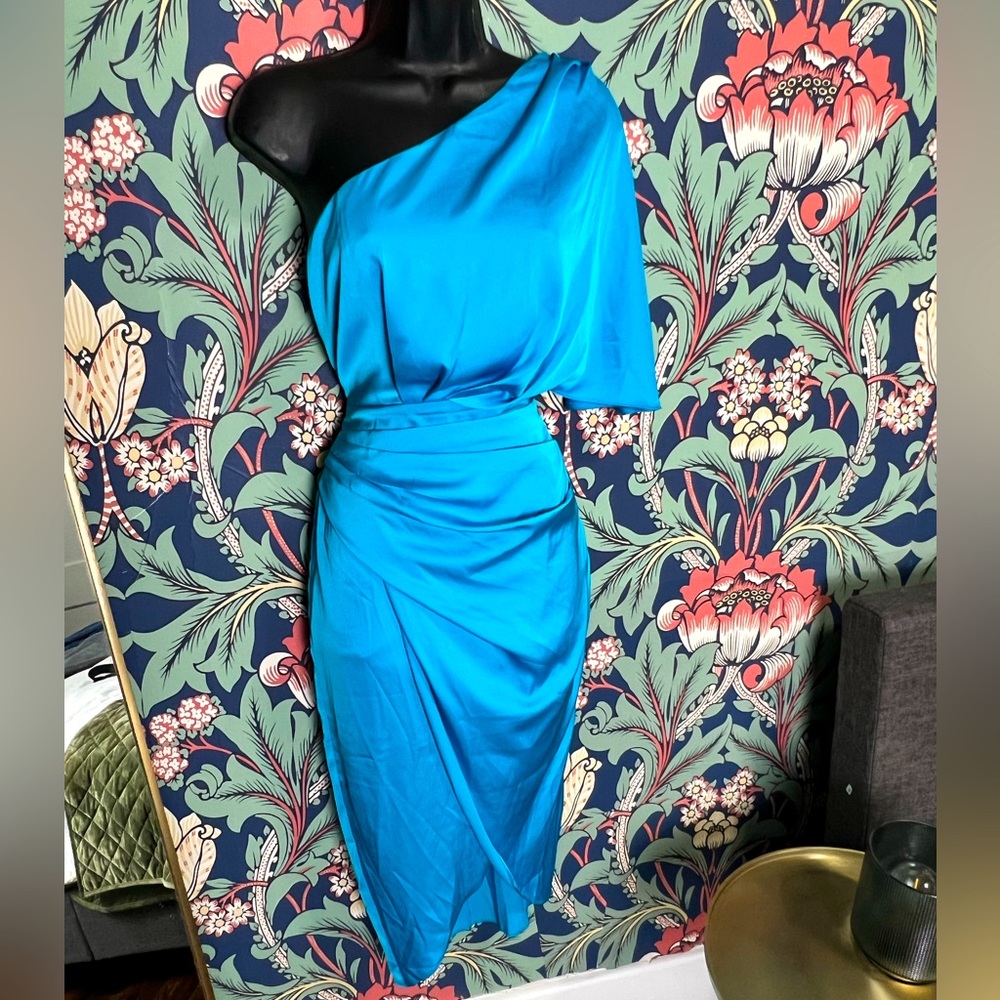 Electric blue one sleeve dress